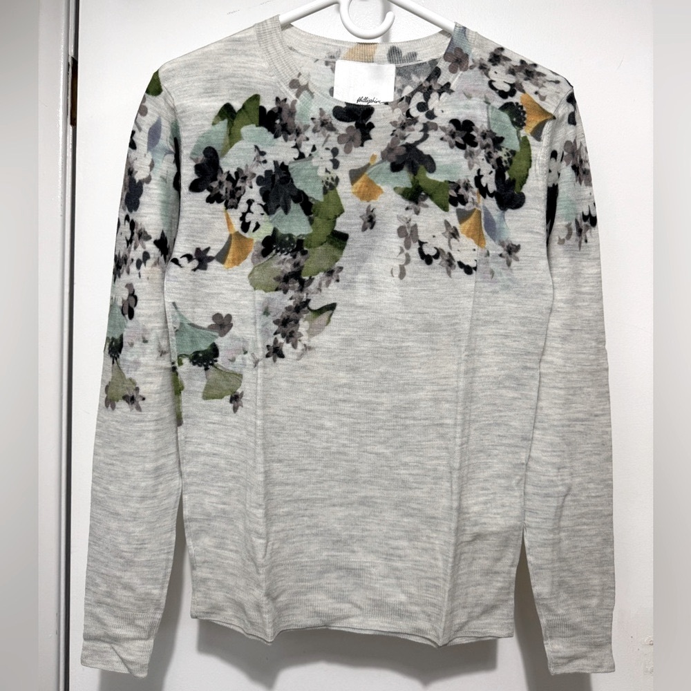 3.1 Phillip Lim Floral Printed Long Sleeve Pullover Wool Sweater XS